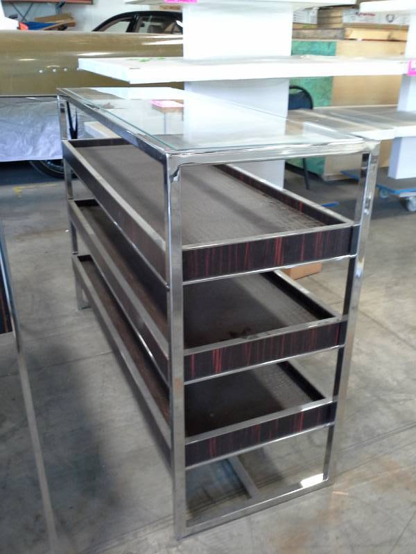 Glass Top Metal Frame 3-Tier Table