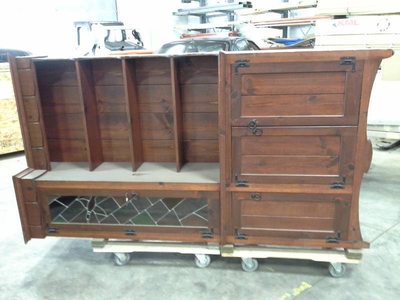 Wood Gun CaseHutch with Single Glass Display Door, 4-Shelves, 3-Storage Doors