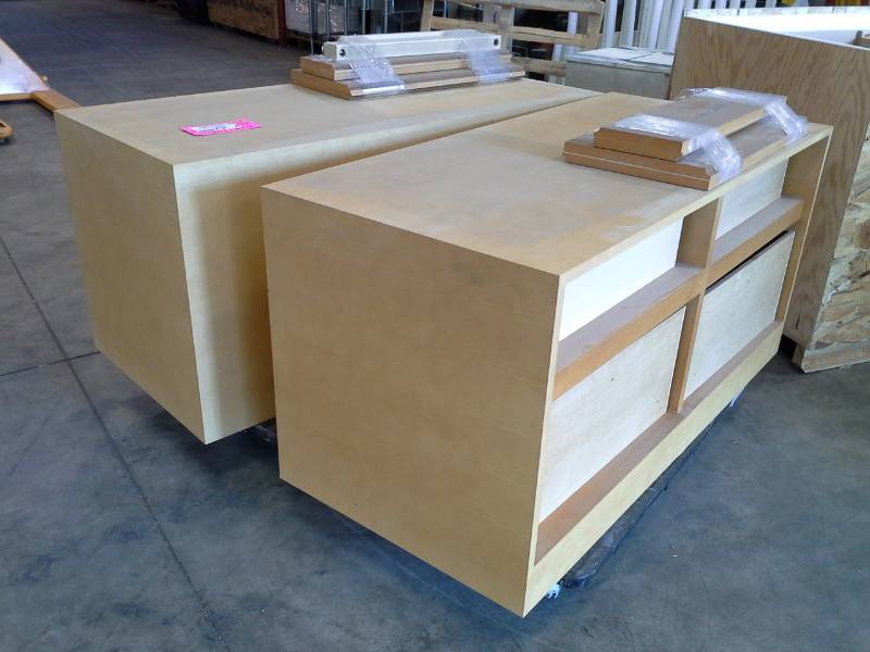 Lot of (2) SC-1 Showcase Wood Cabinets with 4-Drawers