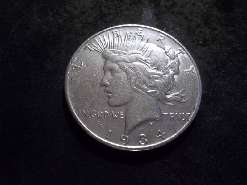 lot 28 image: 1934 D Double Die Silver Peace Dollar
