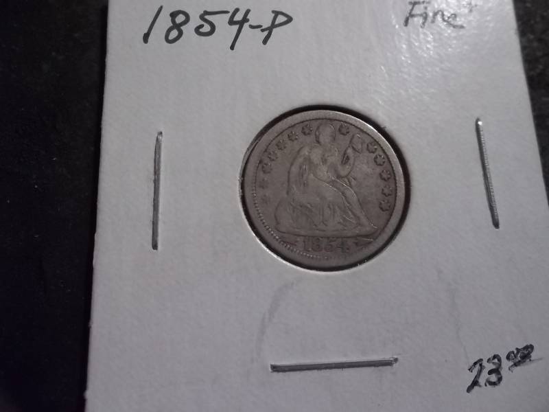 lot 43 image: 1854 Seated Liberty Dime With Arrows