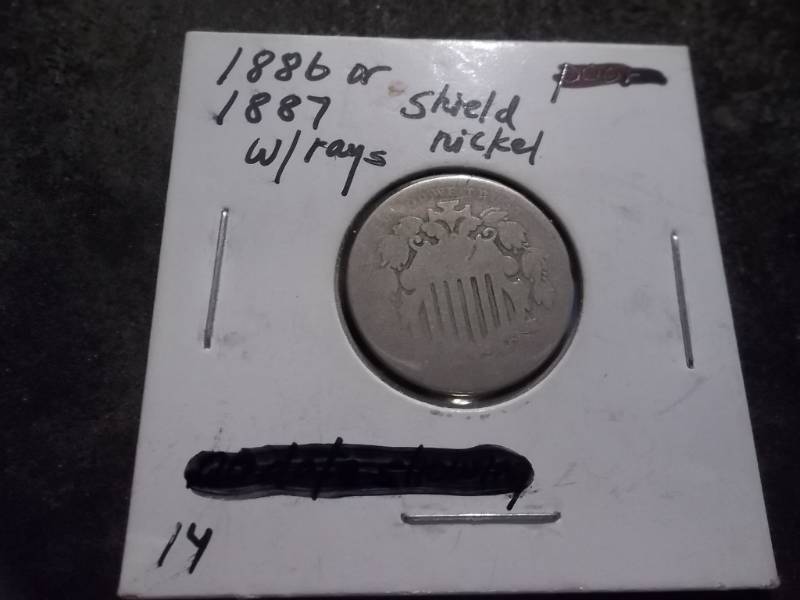 lot 47 image: 1886 Or 1887 Shield Nickel With Rays