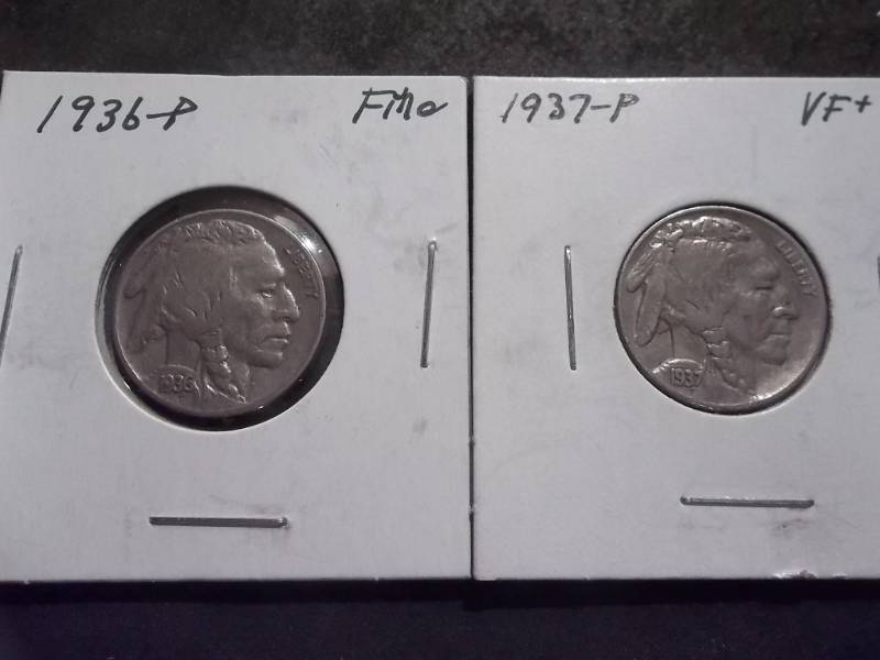 lot 52 image: 1936, 1937 Buffalo Nickels