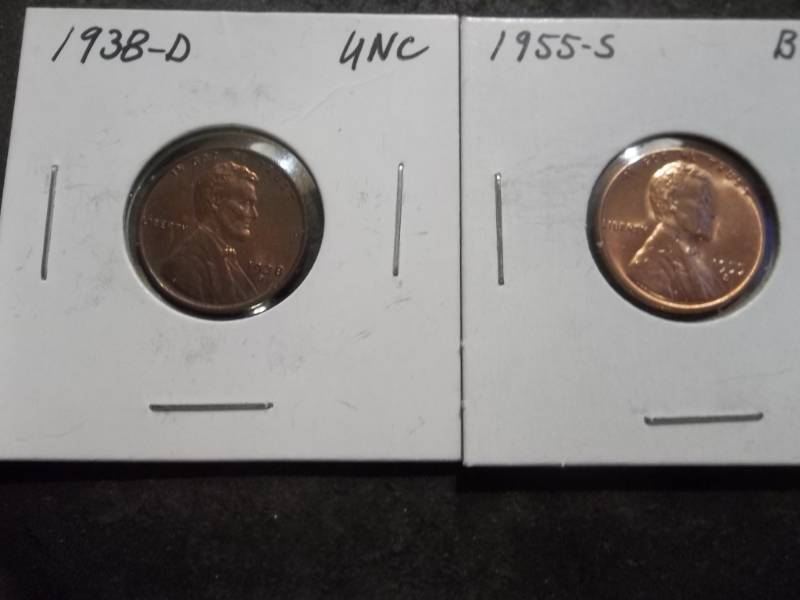 lot 61 image: 1938 D, 1955 S Lincoln Cents