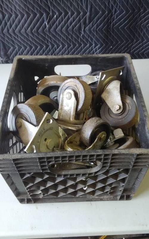 lot 37 image: Crate of Assorted Casters & Wheels