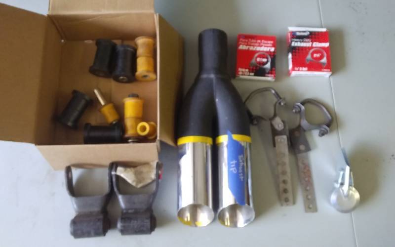 lot 41 image: Exhaust Tip, Clamps, Hangers, Leaf Spring Shackles & Bushings