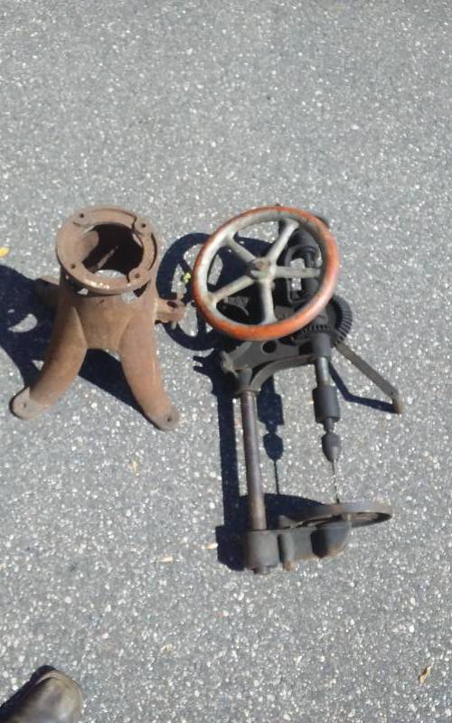 lot 104 image: Wall Mount Drill Press & Cast Iron Stand