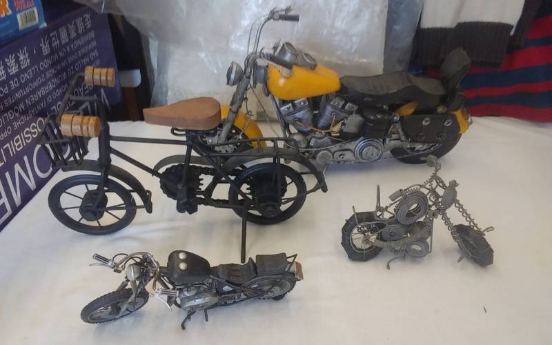 lot 112 image: 4-Metal Motorcycle Sculptures