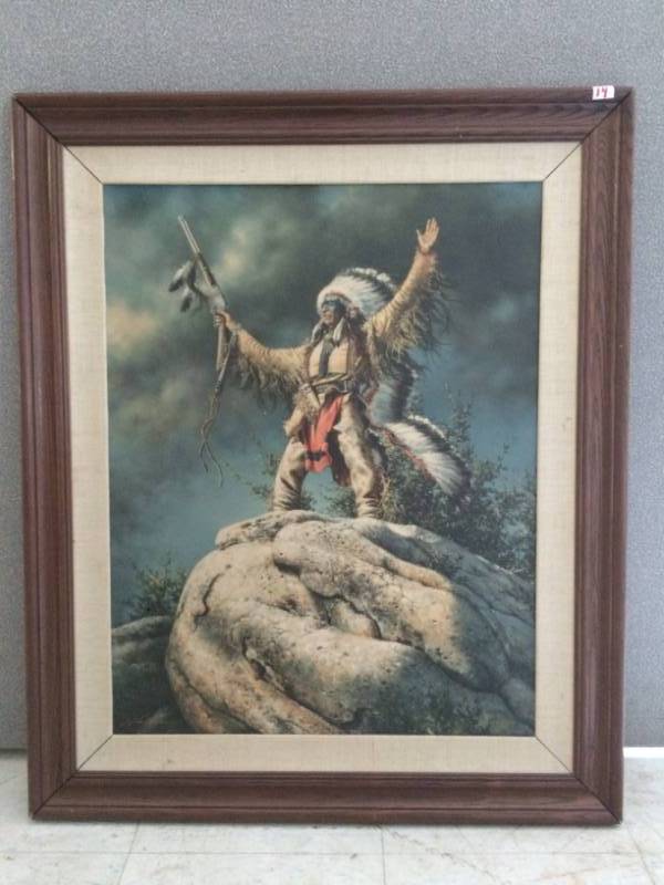 lot 14 image: Native American Chief Painting