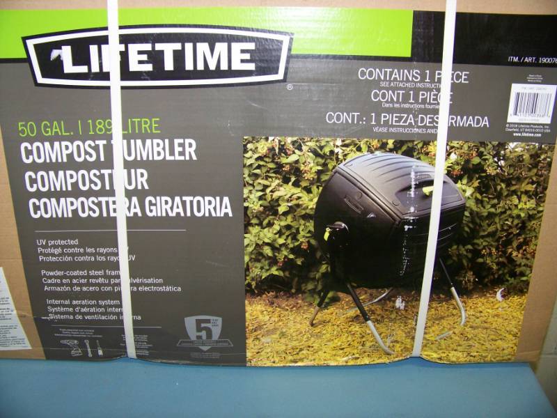 lot 13 image: Lifetime, 50 Gallon, Compost Tumbler - NEW in Original Box