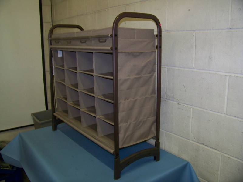 lot 75 image: 16 Pair, Cloth Shoe Organizing Rack with 4 Top Baskets