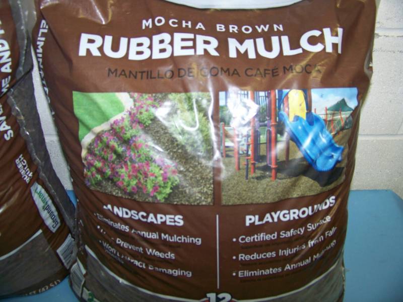 lot 79 image: (2 Bags) Mocha Brown Rubber Mulch and (1 Roll) of Pro Shield Landscaping Fabric - NEW in original Packaging