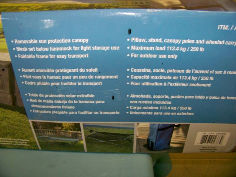 lot 41 image: Folding Hammock with Frame and Removable Canopy in Carrying Bag with Wheels - in Original Box