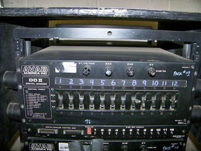 lot 103 image: (2) AVAB America Inc, DD II, Digital Lighting Dimmers mounted in Rack on Wheels