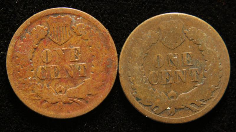 lot 21 image: 2 INDIAN HEAD CENTS 1865 1875