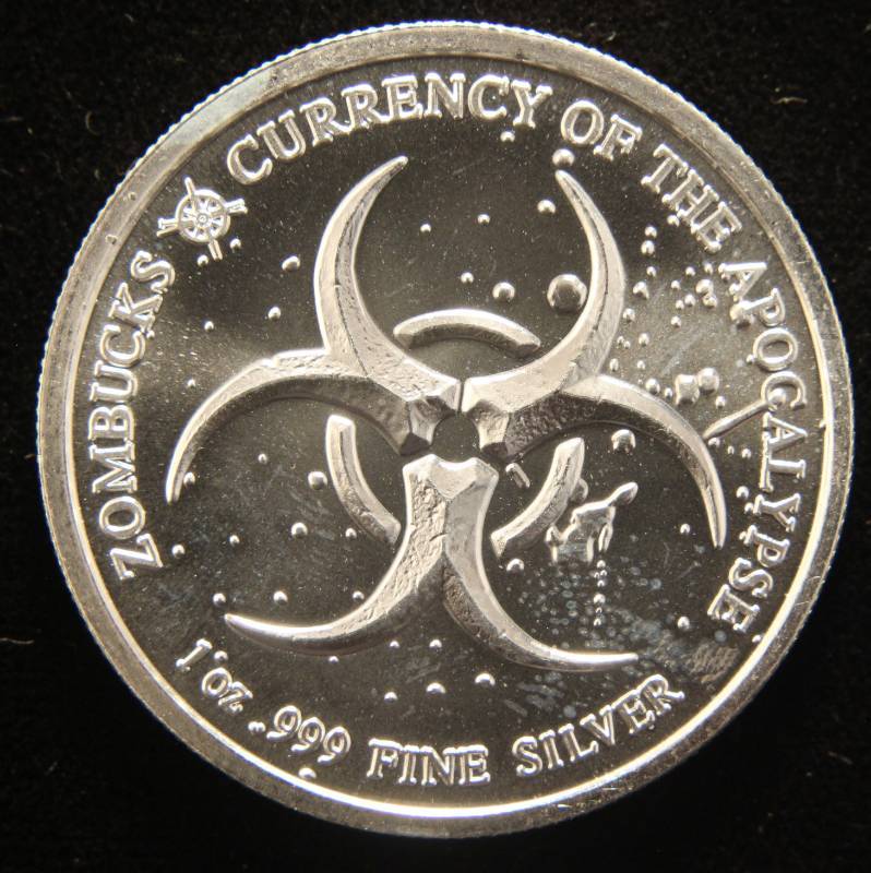 lot 27 image: 1 TROY OZ. .999 FINE SILVER 2018 ZOMBUCKS FEAST