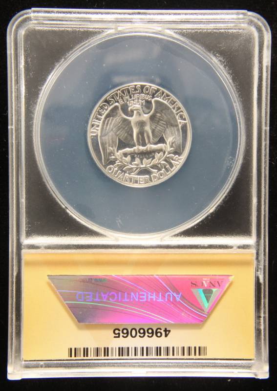 lot 30 image: 1961 PROOF WASHINGTON SILVER QUARTER PF68 ANACS