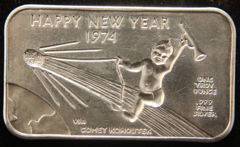 lot 40 image: 1 TROY OZ. .999 FINE SILVER BAR MERRY CHRISTMAS