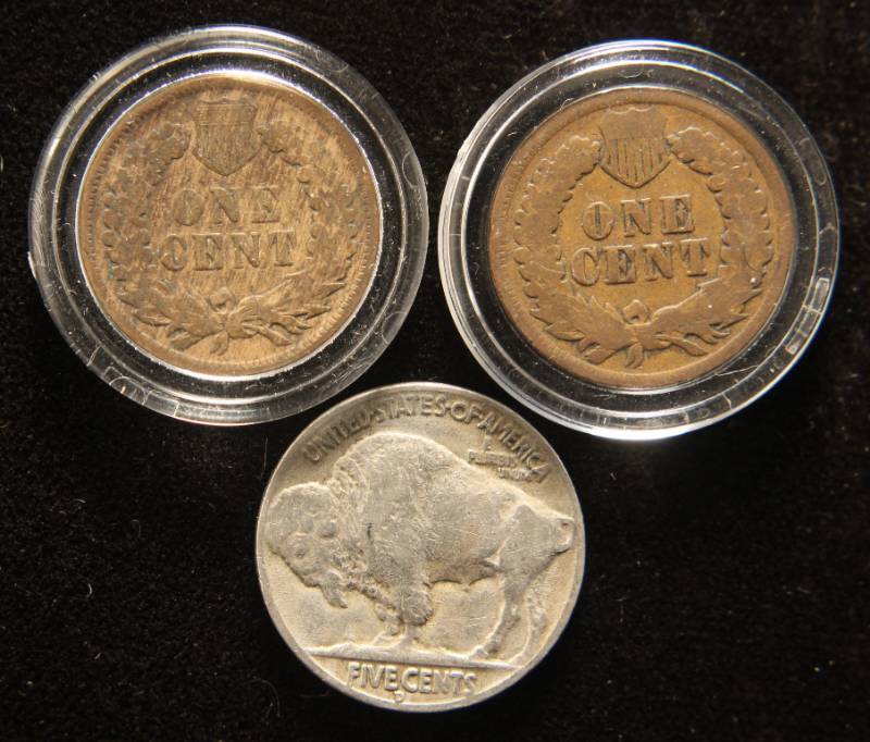 lot 41 image: 3 COINS 1902 1906 INDIAN HEAD CENTS 1937-D BUFFALO NICKEL