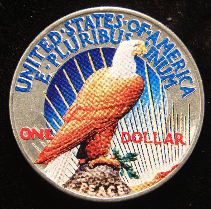 lot 47 image: 1922 PEACE SILVER DOLLAR COLORIZED