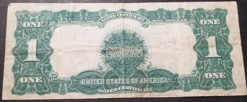 lot 09-A image: 1899 LARGE SIZE $1 SILVER CERTIFICATE BLACK EAGLE NOTE US CURRENCY