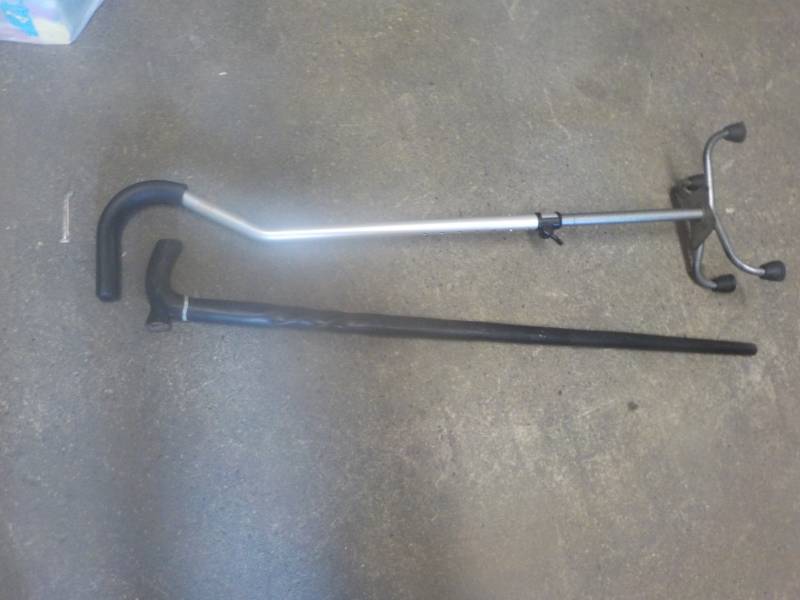 lot 57 image: 4 Legged Adjustable Walker and Cane...