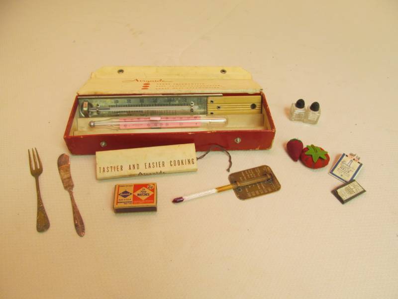 lot 14 image: vintage air guide measuring tool, vintage sewing items