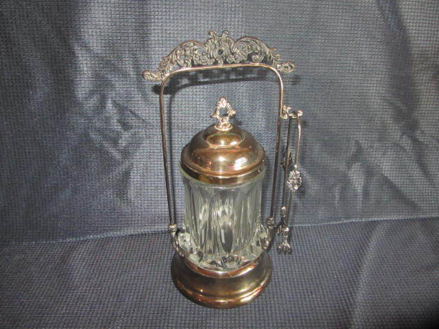 lot 7 image: Antique Pickle Castor & Tongs
