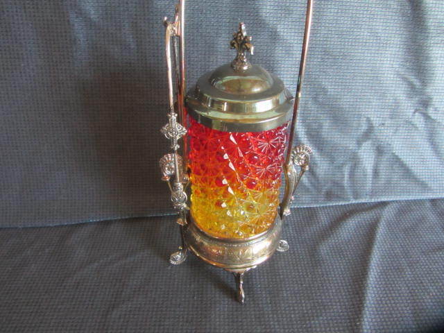 lot 9 image: Antique Pickle Castor & Tongs