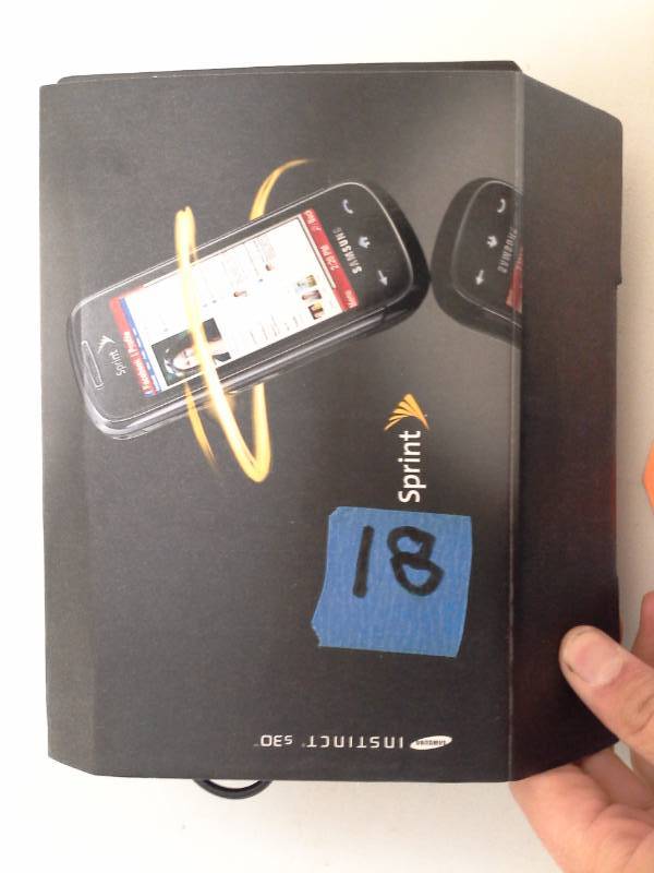 lot 118 image: Samsung Sprint Instinct s30 3G Cell Phone, Wireless Ear Set, Power Cables