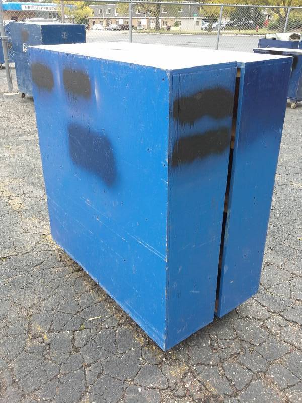 lot 3007 image: Wood Shop Cabinet Cart with 2-Door Storage
