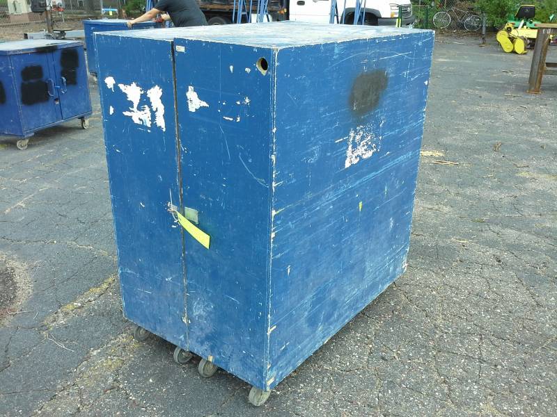 lot 3029 image: Wood Shop Cabinet Cart with 2-Door Storage