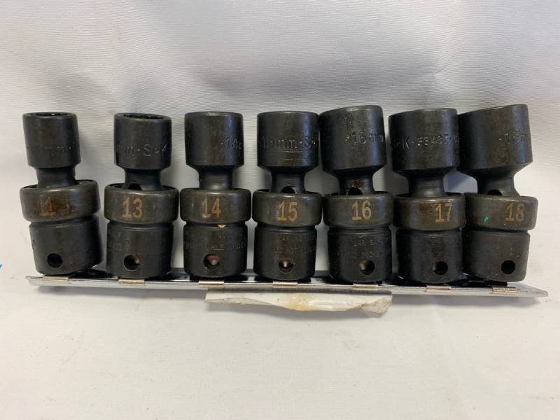 lot 26 image: SK Tools 7pc 38 dr Metric Impact Swivel Socket Set