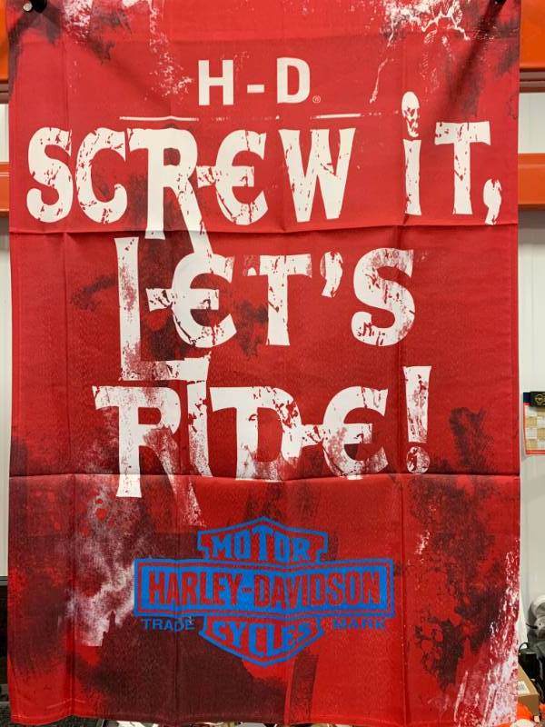 lot 30 image: Harley Davidson Screw it lets ride Flag