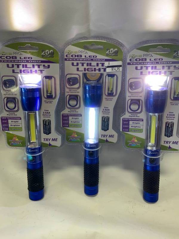 lot 44 image: New Lot of 3 COB LED Lights (batteries included)