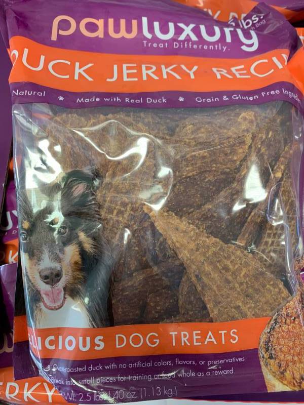 lot 48 image: 15 Bags Duck Jerky Dog Treats 2.5 Pounds  $419 Retail