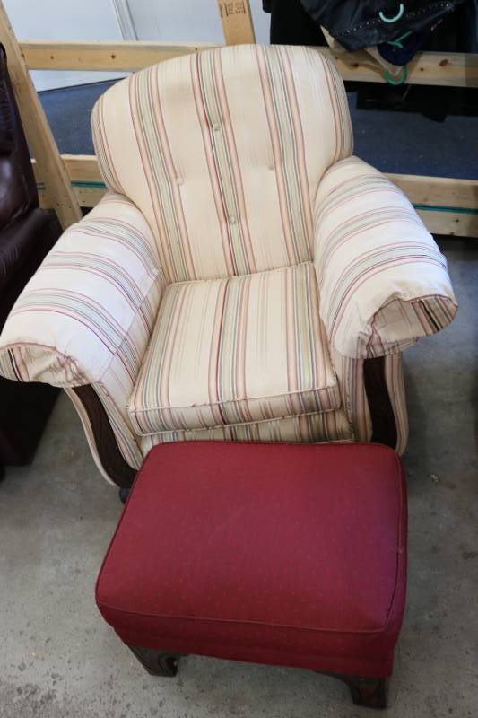 lot 320 image: Arm chair with foot stool...