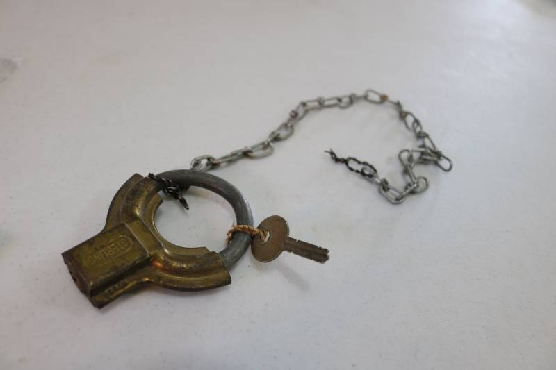lot 353 image: Antique padlock with key...