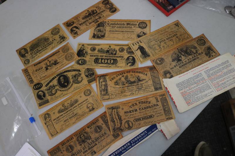 lot 367 image: Lot of replica Confederate currency...