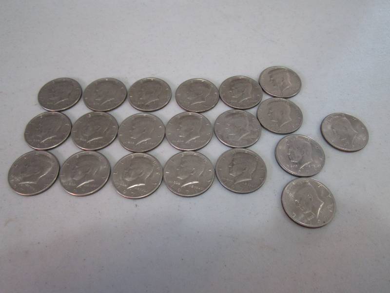 lot 396 image: $10.00 1971 Half dollars...