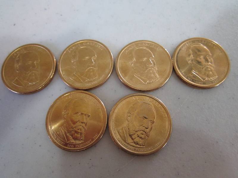 lot 416 image: 5 Presidential dollars Garfield...