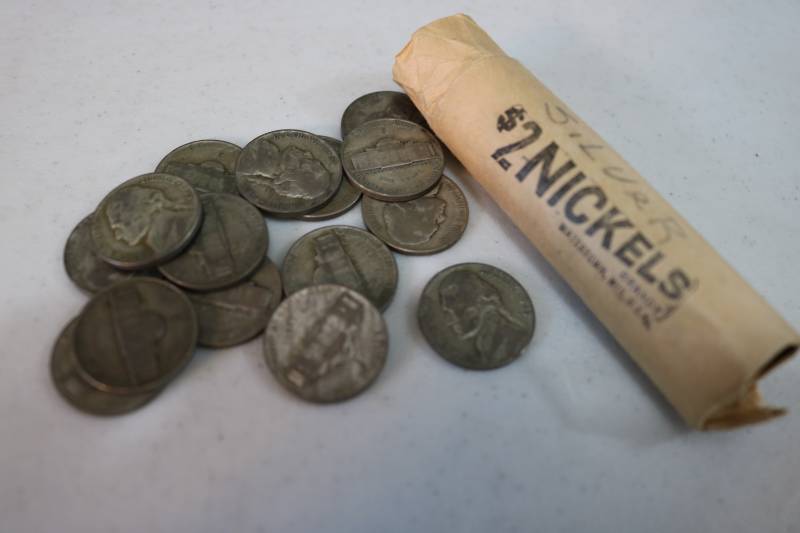 lot 205 image: Roll of 1940s silver nickels...