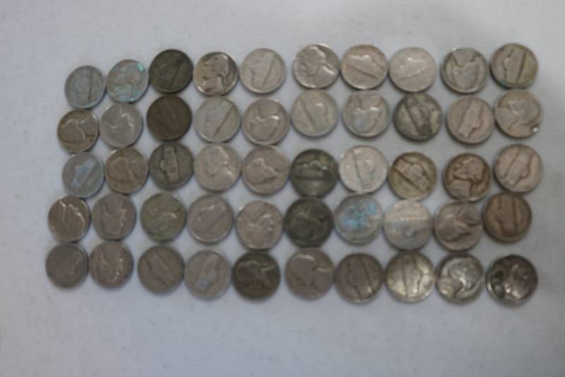 lot 206 image: 50 Pre-1960 era nickles...