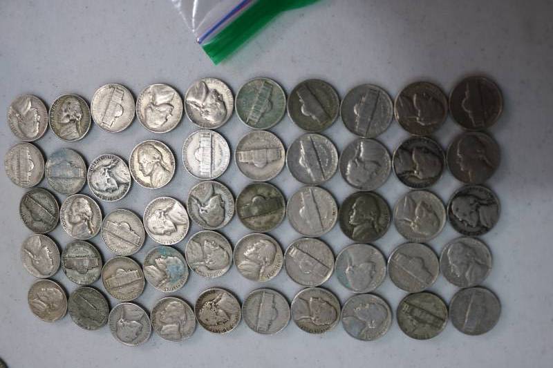 lot 210 image: 50 Pre-1960 era nickles...