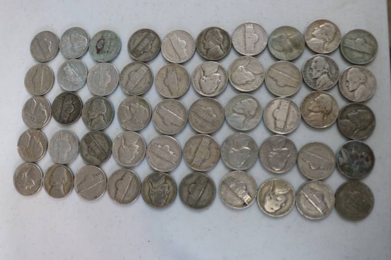 lot 211 image: 50 Pre-1960 era nickles...