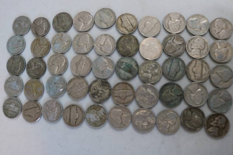 lot 212 image: 50 Pre-1960 era nickles...