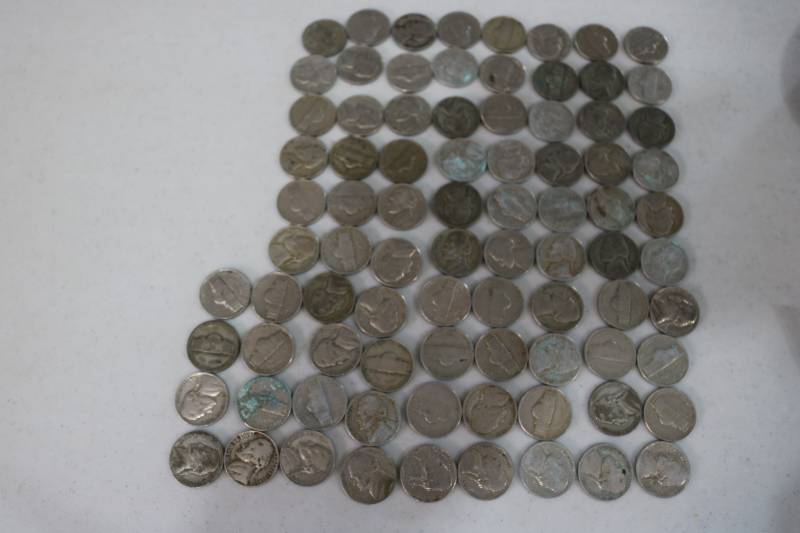 lot 214 image: 84 pre 1960 era nickels...