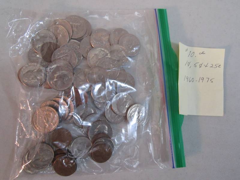 lot 283 image: $10.00 value coins 1960 - 1975 date...