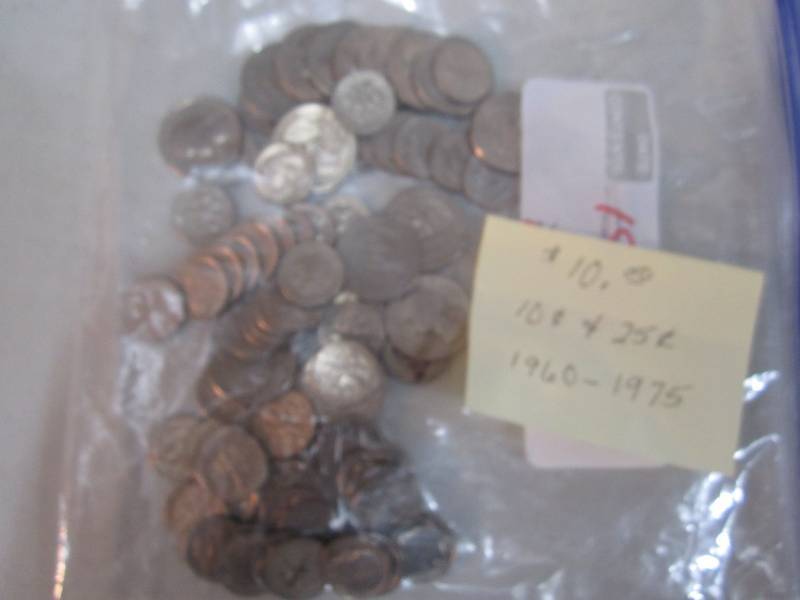 lot 285 image: $10.00 value coins 1960 - 1975 date...