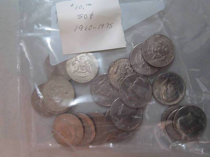 lot 291 image: $10.00 value coins 1960 - 1975 date...